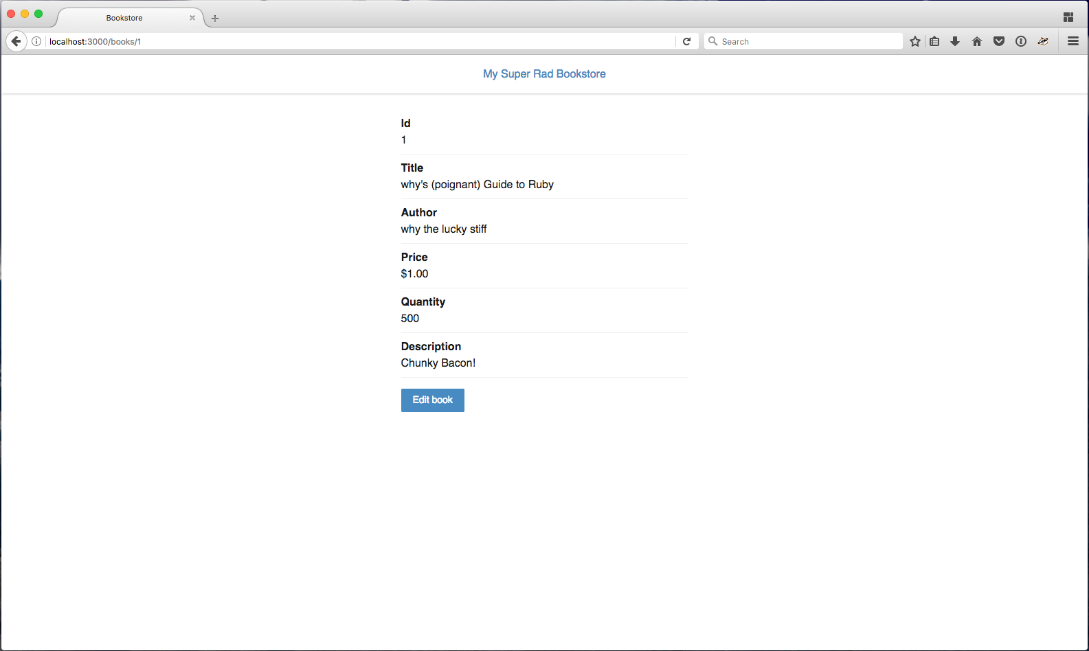 Browser showing /books/1