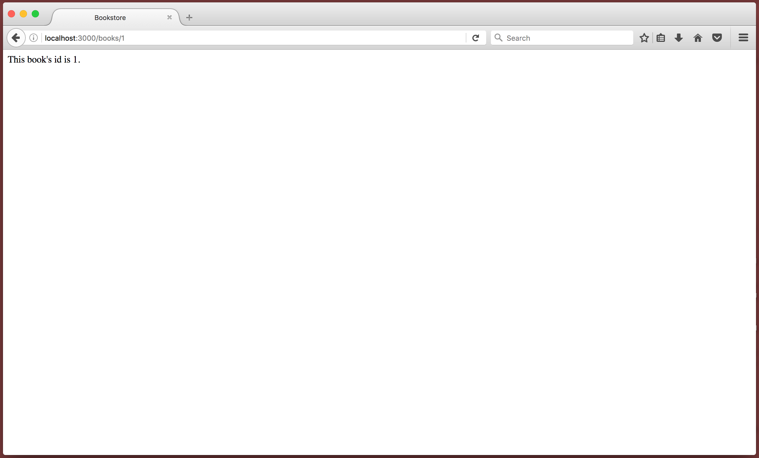 Browser showing "/books/1" with the request book's id